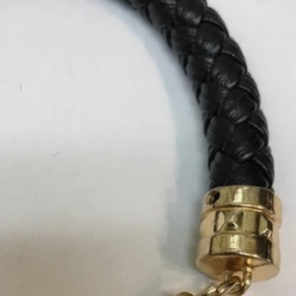 Michael Kors Black Braided Bracelet Metal Logo Signed Size: 8 inch - Picture 4 of 5